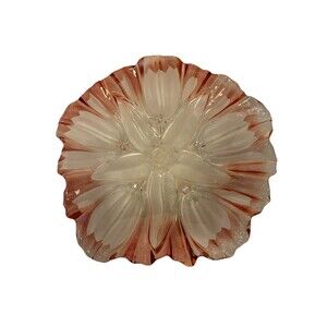Vintage Mikasa Walter Frosted Glass “ Tulips Pink” Scalloped Edge Dish. 9 Inch